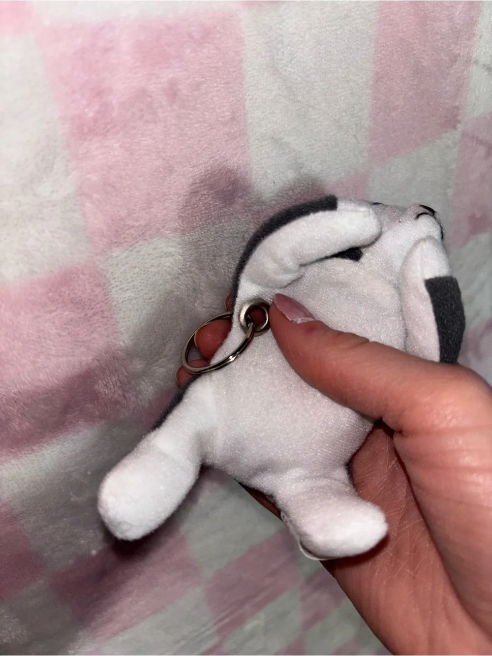 Ty Beanie Baby Puppy Dog Keychain Plush Gray White Blue Eyes husky dog lover